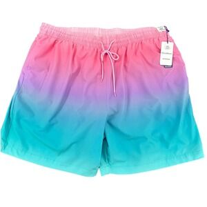 NEW Caribbean Swimwear Mens 4XB Pink Ombre Swim Trunks 6 Inch Inseam
